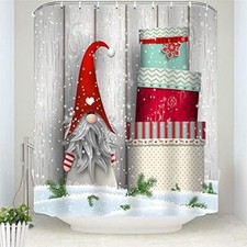 Gnome Shower Curtains for Bathroom, Cute Christmas 72"W x 72"L Pack of 1 A2