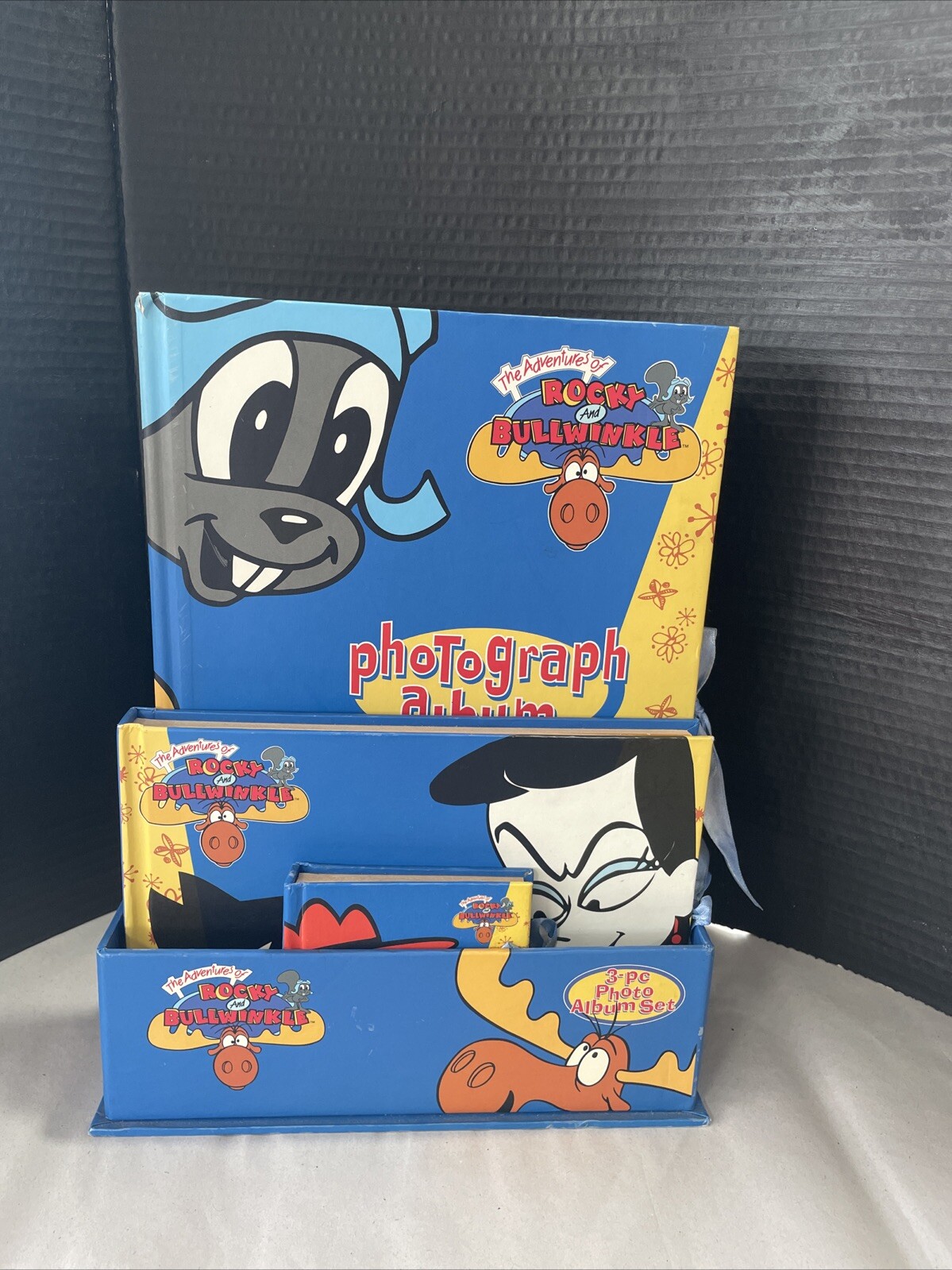 Islands Of Adventure Rocky and Bullwinkle 3 Piece Photo Album Set With Holder
