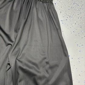 Vintage 80s Black Nylon Strapless Harem Jumpsuit Smocked Bodice Lace Trim Small