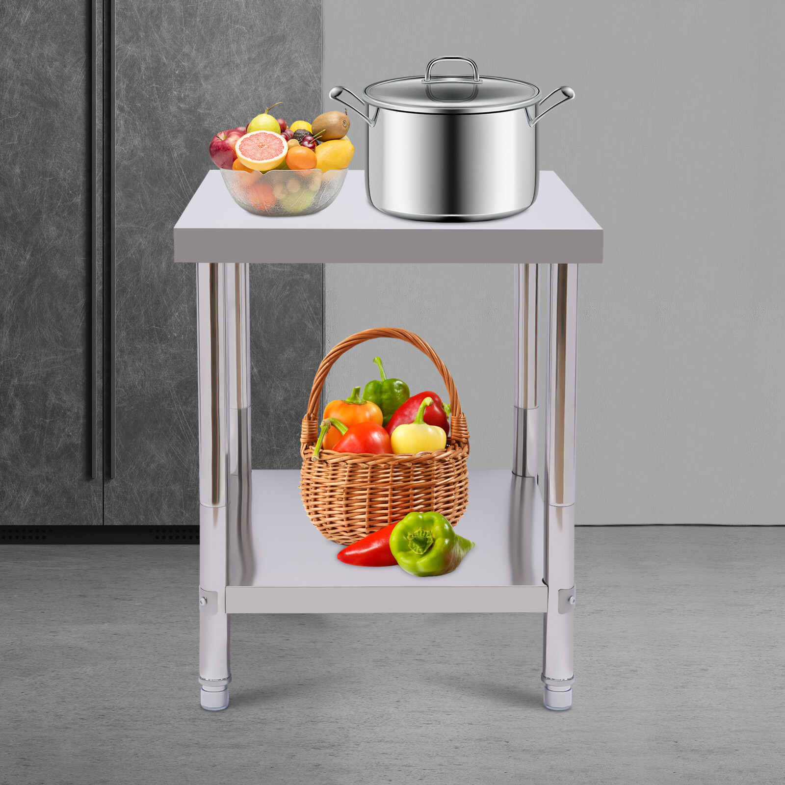 Work Table w/Undershelf Stainless Kitchen Worktop 60*45*80cm Food Prep Table
