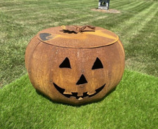 Large Ole Rusty Pumpkin - Recycled Metal Art - Garden Ornament Jack O Lantern