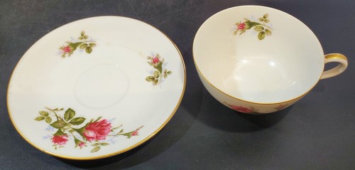 (4) Tazza da tè e piattino vintage Moss Rose China rosa forma coupé Sango, Giappone - Foto 4 di 5