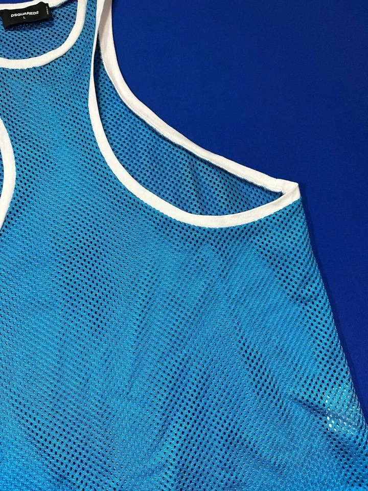 DSQUARED2 мужчин лето синий назад и спереди гонщик сетки мышцы Майка SZ L - Изображение 3 из 4