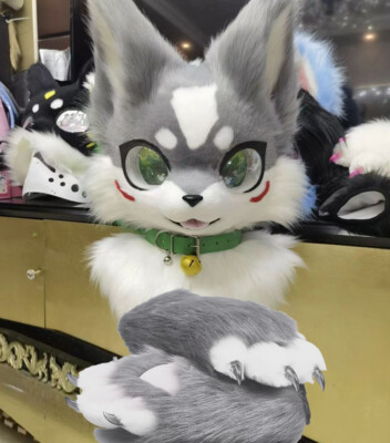 Fursuit Husky Fox Mascot (head + PAWS) Halloween Party Fur Cosplay 137#