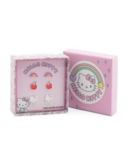 Hello Kitty Fine Silver Plated Earring Set   3 Pairs
