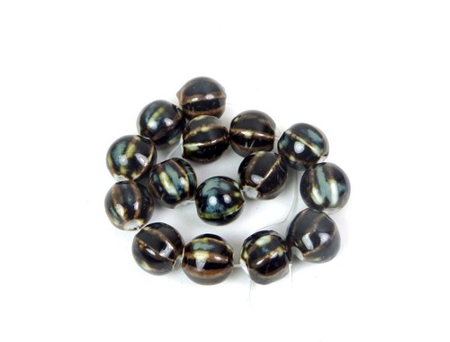 10 cuentas redondas corrugadas de melón calabaza porcelana esmaltada Forest Picasso de 10 mm - Imagen 2 de 4
