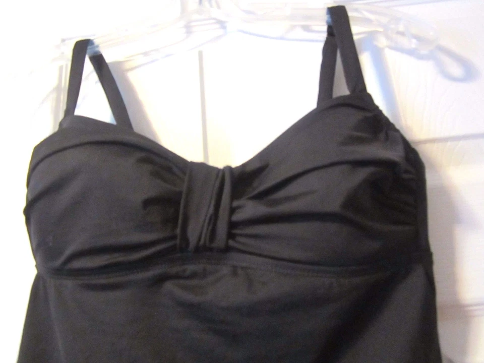 BISOU BISOU Black Cinch Front Tankini Top Size M - Image 2 of 4