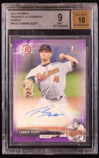 Tanner Scott 2017 Bowman Prospect Autographs Purple #PATS RC #/250 BGS 9 Auto 10