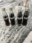 Vintage 4 Mini Coca Cola Glass Bottle 3” Sealed Bottle White Cap with Coca Cola