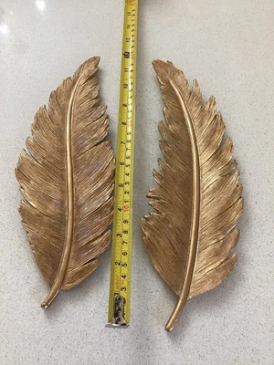 Wall Art Pair of Gold Feathers Wall Hanging - Image 1 of 4