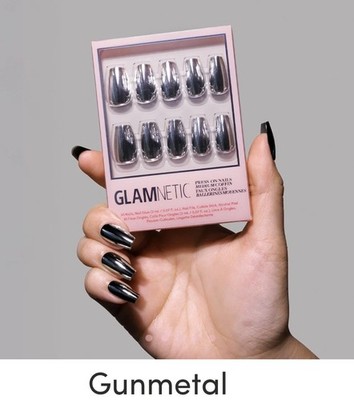 Glamnetic Gunmetal Medium Coffin Press On Nail Kit New In Box Sealed    