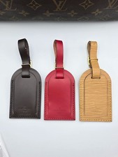 Authentic Louis Vuitton Brown Leather Luggage Tag   Excellent Condition
