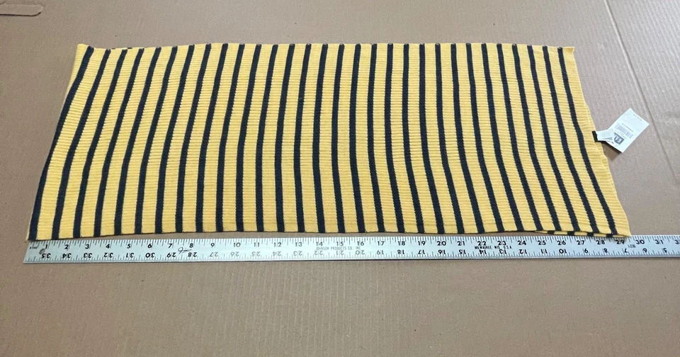 Bufanda de lana a rayas amarilla/azul marino Gap vintage 59”x 12” acogedor calentador de cuello flecos nueva con etiquetas Foto 3 de 4