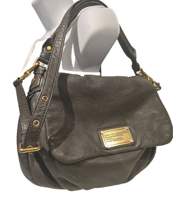 Marc by Marc Jacobs Classic Q Lil Ukita Leather Pebbled Crossbody Bag Gray