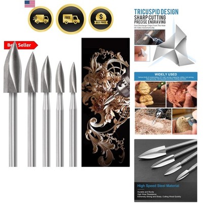 Wood Carving Tools for Rotary Tool, 5 PCS HSS Woodworking Tools Engraving Dri...