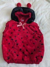 EUC Vtg Lady Bug Plush Baby Toddler 12-24M Red/Black Hooded Halloween Costume