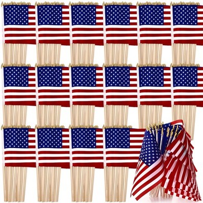Preboun 400 PCS American Flag Bulk, 8 x 12 Inches Small US on Stick Flags Bul...