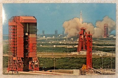 Kennedy Space Center FL-Florida, Apollo 7 atop Saturn IB, Card Postcard 1968-72