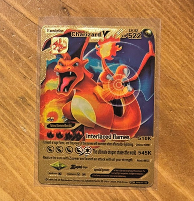 Charizard V Evolution Gold Foil Fan Art - Interlaced Flames - LV92