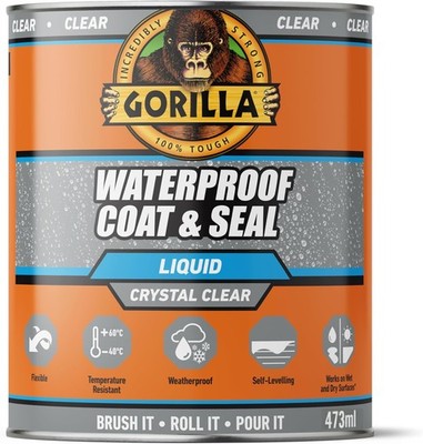 Gorilla Waterproof Coat & Seal Clear 473ml - Flexibler Flüssigdichtstoff für Dächer,