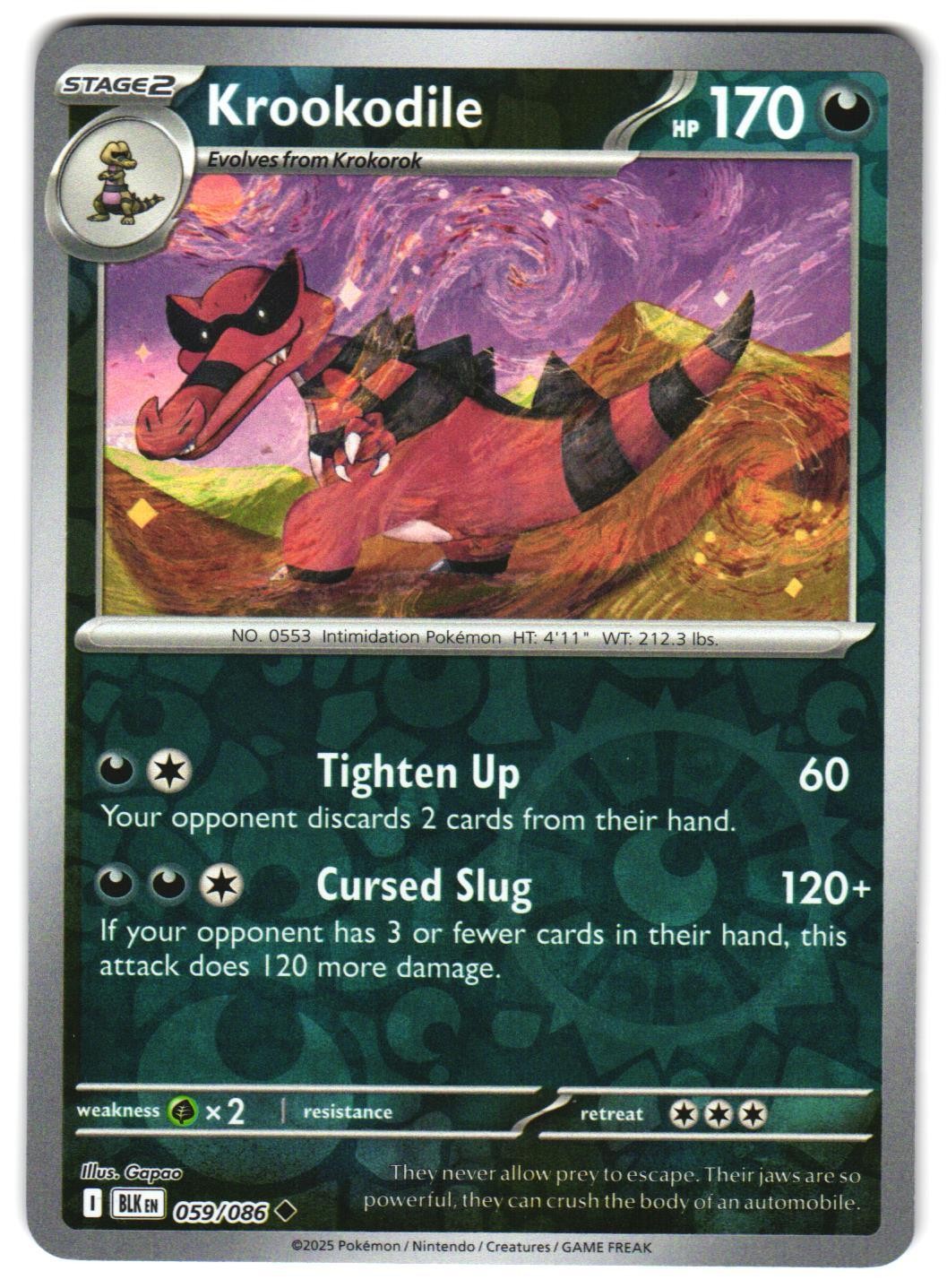 Krookodile 059/086 Reverse Holo SV: Black Bolt English Pokemon NM