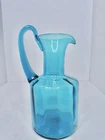 Vintage MCM Blenko Glass 6511 9.75” Optic Pitcher In Turquoise Stunning