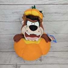 Vintage Halloween WB Looney Tunes Taz 1997 Pumpkin Plush Stuffed Animal