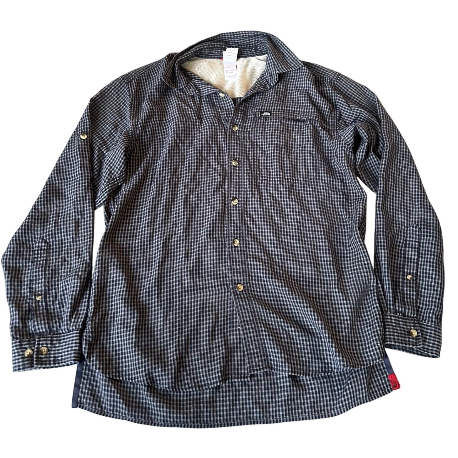 The North Face Men's Medium Button Down Plaid Long Sleeve Hiking Outdoors Shirt