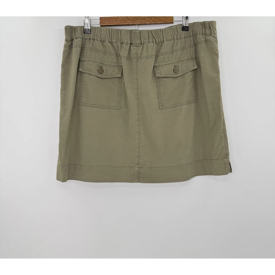 Falda Caslon Verde Oliva Utilitaria Línea A Bolsillos Talla XL Preppy Academia Boho Foto 2 de 4