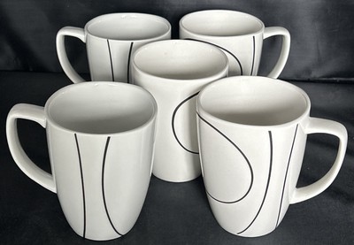 Corelle Coordinates Porcelain Simple Lines Mugs Lot of 5 Corning