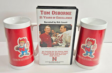 Vintage Nebraska Cornhuskers Football Team Herbie Husker Thermo-Serv Mug and VHS