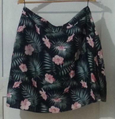 s.Oliver Rock schwarz mit Blumen Gr. 46 100% Leinen