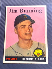 1958 TOPPS BASEBALL #115 JIM BUNNING DETROIT TIGERS GOOD SURFACE INDENTATION