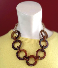 Stella & Ruby Signed Necklace Brown Tan Lucit...