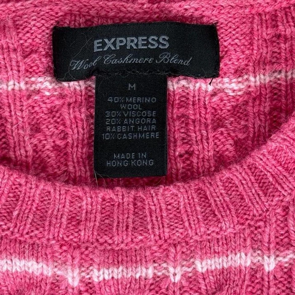 Suéter de cachemir a rayas rosa y2k de colección - preppy / indie Foto 2 de 3