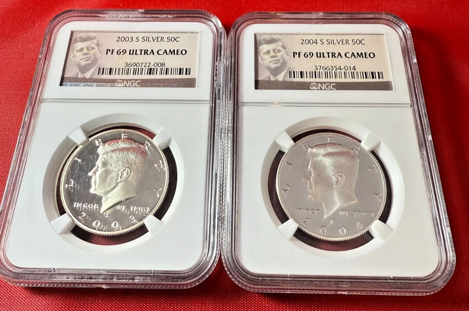 2000 & 2002-2004 S Silver Kennedy 50C NGC PF 69 Ultra Cameo (4 Coins) FREE SHIP! - Image 3 of 4