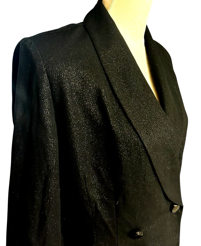 Blazer Traje Pantalón Vintage Y2K Lois Snyder Dani Max 2 Piezas Negro Brillante Talla 6 Foto 4 de 4