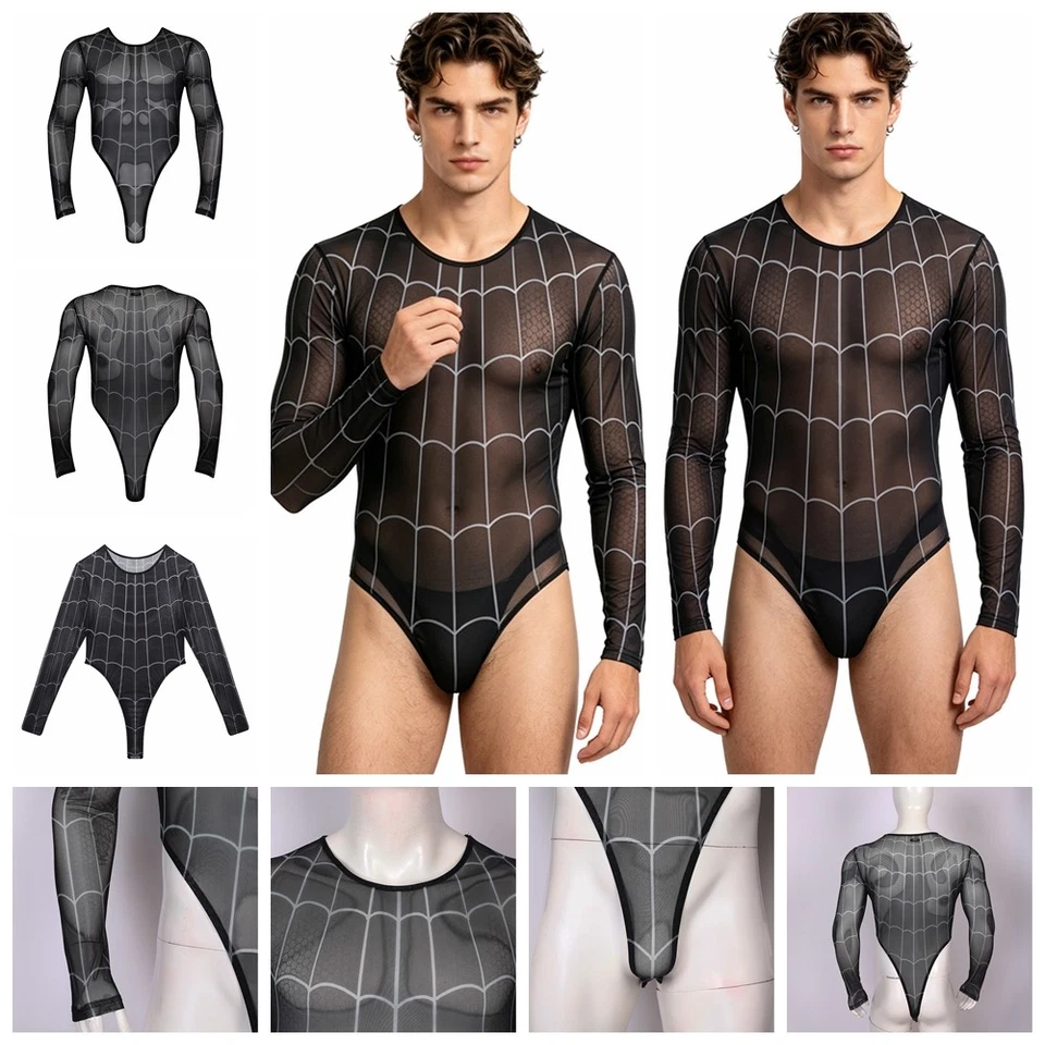 Männer Strampler Clubwear Body Nacht Jumpsuit Sexy Tangas Leistung Transparent - Bild 4 von 4
