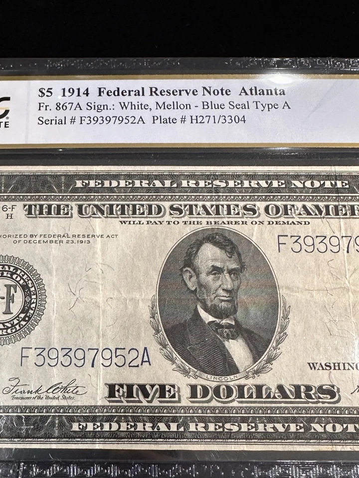 Fr.867A 1914 $5 Five Dollar Federal Reserve Note PCGS VF 30 - Image 3 of 4