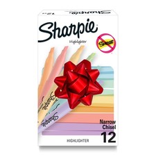 Sharpie Pocket Highlighters, Mild Pastel Colors, Assorted, Chisel Tip, 12 Count