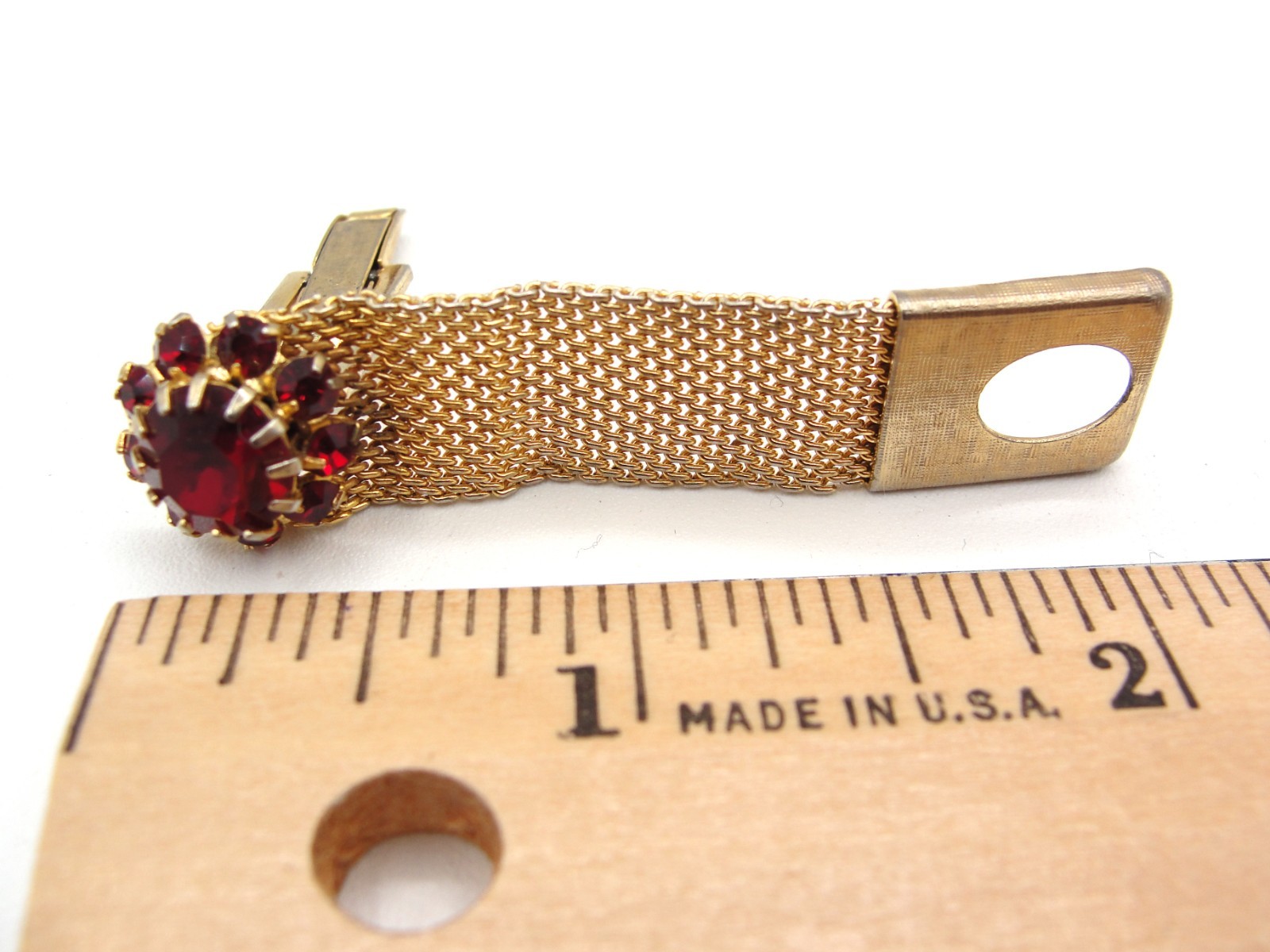 Vintage Ruby Red Rhinestone Mesh Wrap Around Cuff… - image 5