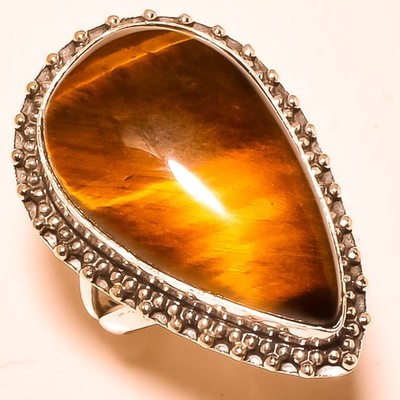Beautiful Tiger Eye Gemstone .925 Sterling Silver Jewelry Ring Size 4 To 15