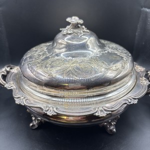 Vintage Baroque Silver Plate  3 Piece Covered Vegetable Dish.