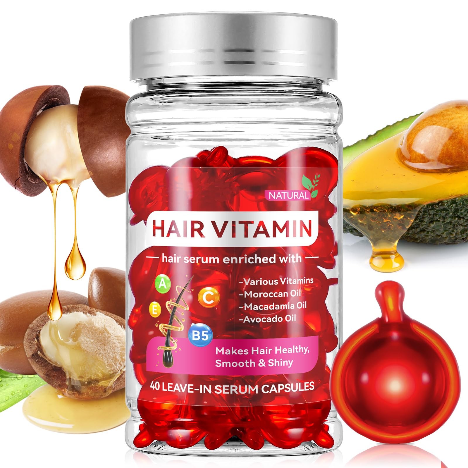 40 PCS Hair Vitamin Serum Capsule Hair Treatment Serum Enriched with Moroccan