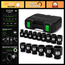 15-piece 34 Drive Shallow Impact Socket Set Heavy Duty Cr-mo Metric 17-55mm