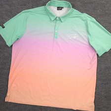 Sunday Swagger Polo Shirt Mens 3XL Sunset Ombre Tropical Golf Performance Preppy