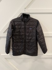 Patagonia Nano Puff Jacket Kids Size L 12 Black Full Zip Puffer Quilted EUC