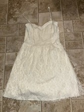 Frenchi Medium Off White Dress Lace Overlay Bridal Shower Graduation Wedding 