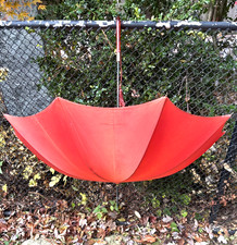 VTG TORTOISE BAKELITE HANDLE ROSE ORANGE UMBRELLA PARASOL TASSEL SOME COLOR WEAR