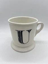 Anthropologie Monogram Initial “U” White Coffee Tea Mug Letter Alphabet